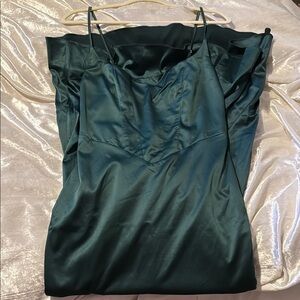 Elegant Emerald Satin Dress